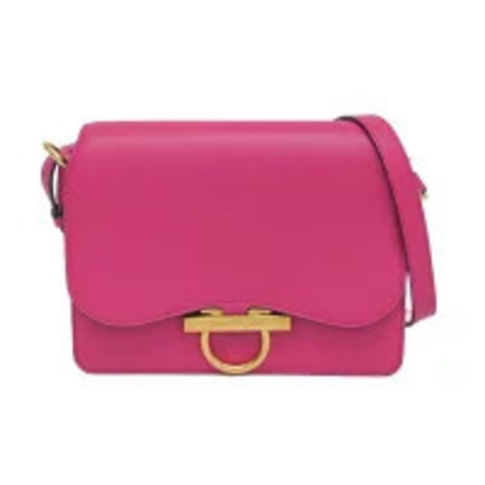 Salvatore Ferragamo Gancini Leather Shoulder Bag Pink Purple